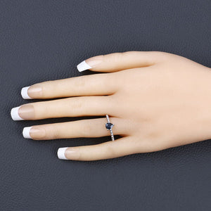0.50 Carat Genuine Blue Sapphire 14K White Gold Ring