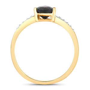 0.89 Carat Genuine Blue Sapphire and White Diamond 14K Yellow Gold Ring