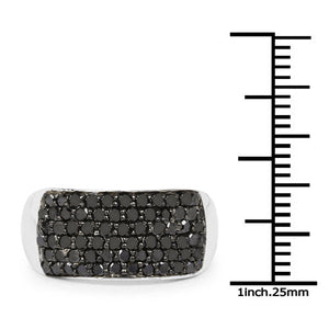 1.21 Carat Genuine Black Diamond .925 Sterling Silver Ring