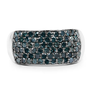1.17 Carat Genuine Blue Diamond .925 Sterling Silver Ring