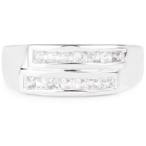 0.70 Carat Genuine White Sapphire .925 Sterling Silver Ring