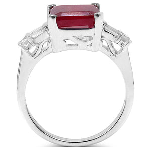 4.30 ct. t.w. Glass Filled Ruby and White Topaz Ring in Sterling Silver