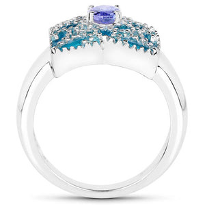 0.44 Carat Genuine Tanzanite .925 Sterling Silver Ring