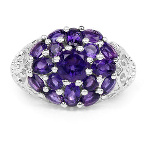 3.29 Carat Genuine Amethyst .925 Sterling Silver Ring