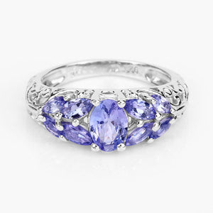 1.63 Carat Genuine Tanzanite .925 Sterling Silver Ring