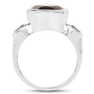 3.56 Carat Genuine Smoky Quartz .925 Sterling Silver Ring