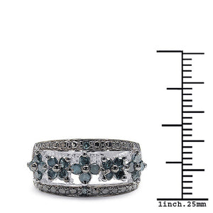 0.62 Carat Genuine Blue Diamond .925 Sterling Silver Ring