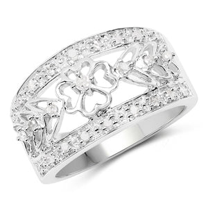 0.31 Carat Genuine White Diamond .925 Sterling Silver Ring