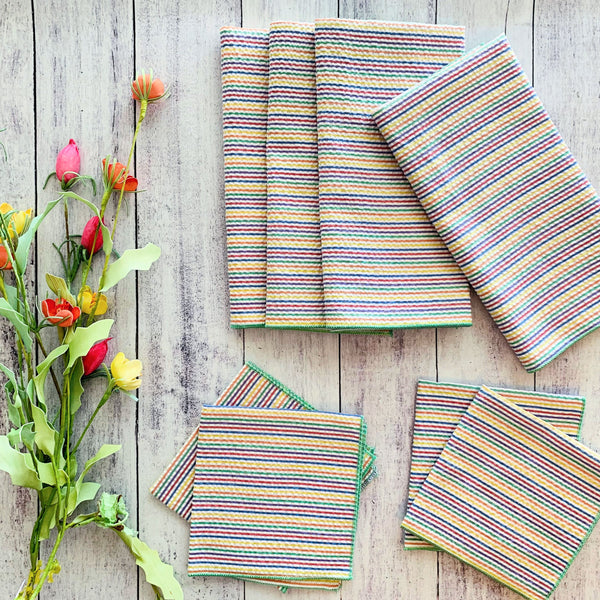 Rainbow Seersucker Cloth Napkins, Set of Four