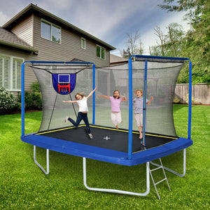 Rectangular Trampoline with Basketball Board and Ladder - view 2