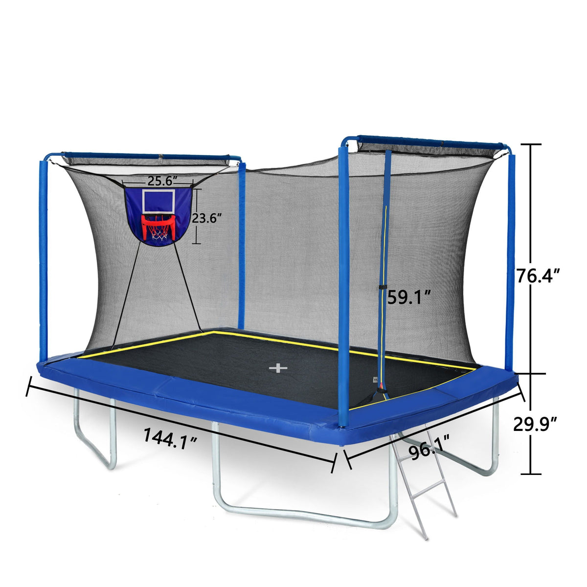 Rectangular Trampoline with Basketball Board and Ladder - view 3