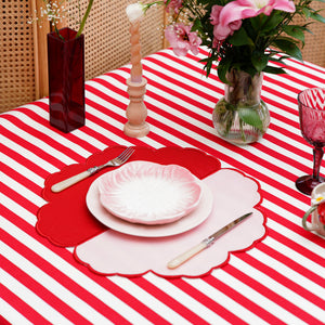 Duality Pink Red Scalloped Fabric Placemat