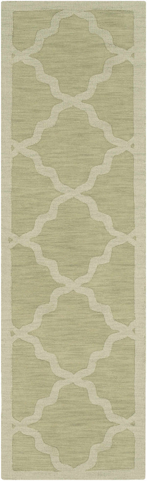 Rialto Olive Green Embossed Wool Rug - Clearance
