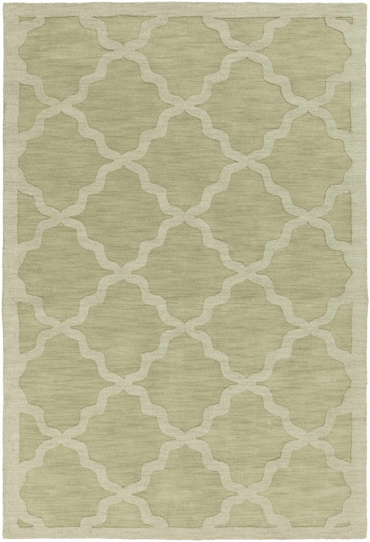 Rialto Olive Green Embossed Wool Rug - Clearance