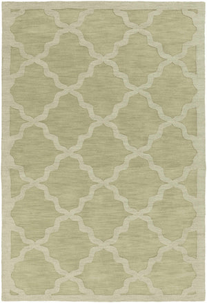 Rialto Olive Green Embossed Wool Rug - Clearance