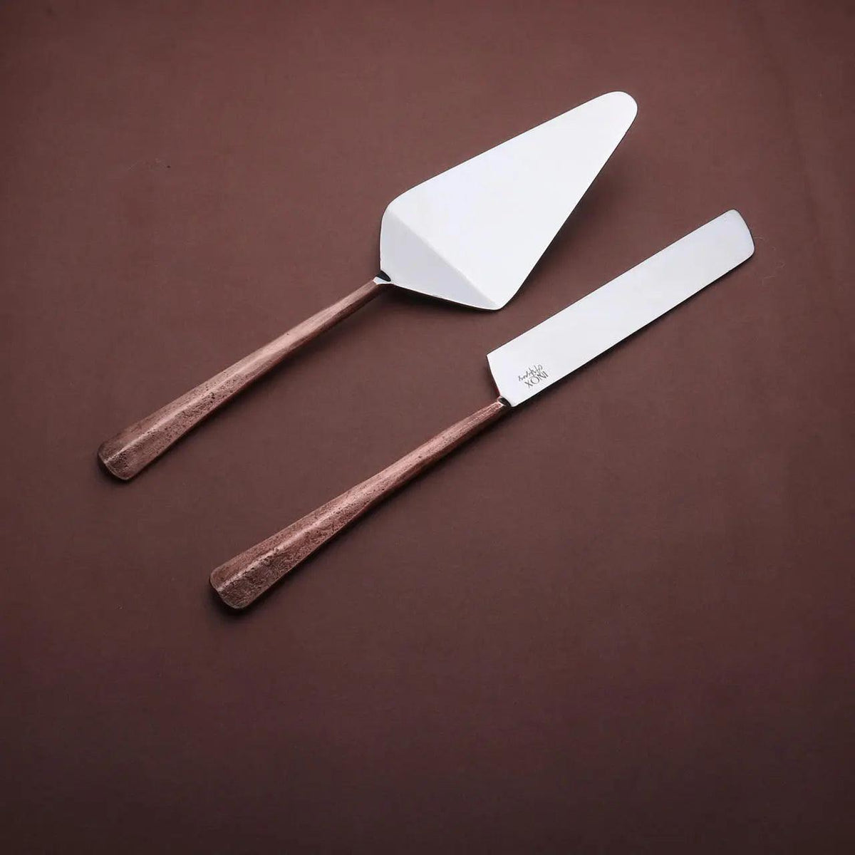INOX Artisans Ridge Cake Serving 2 Pc. Set in Copper