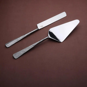 INOX Artisans Ridge Cake Serving 2 Pc. Set in Nascent Steel