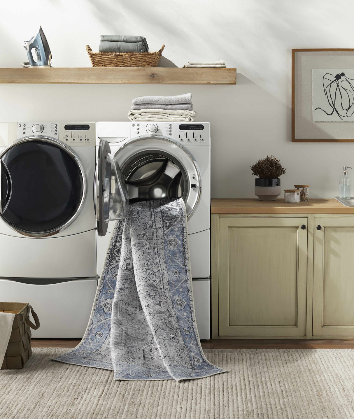 Rosman Blue&Beige  - Promo Washable Area Rug - Clearance