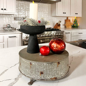 Modern Black Elevated Paulownia Wood Bowl Riser