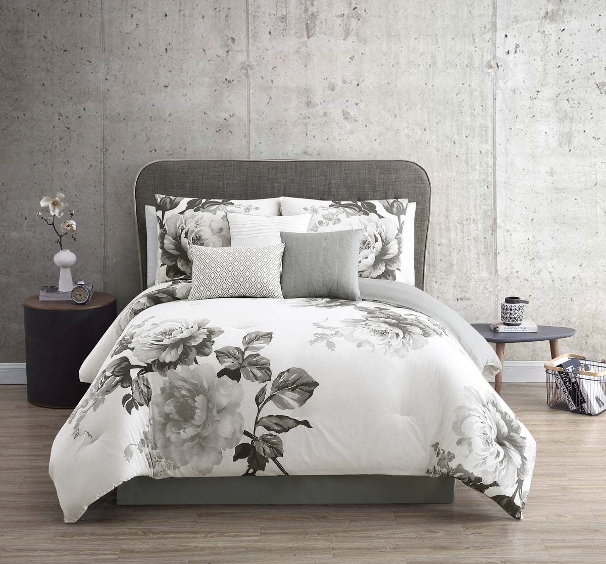 Riverbrook Home Black and White Floral Comforter Set with Reversible Backing - view 5