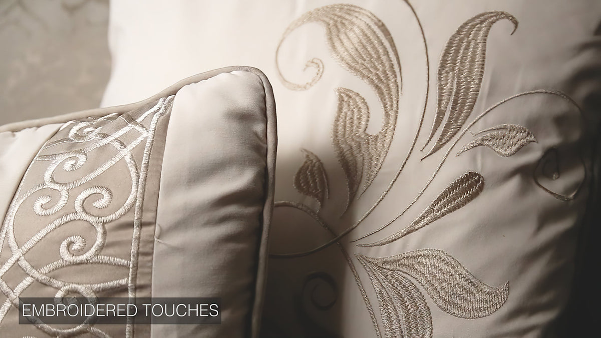 Riverbrook Home Ivory Damask Jacquard Comforter Ensemble with Embroidered Border - view 19