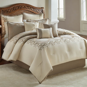 Riverbrook Home Ivory Damask Jacquard Comforter Ensemble with Embroidered Border - view 2