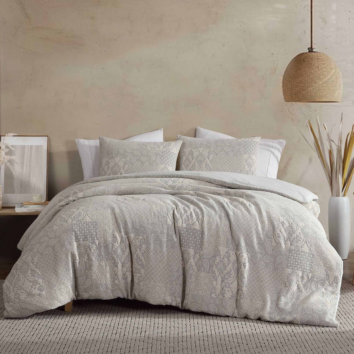Riverbrook Home Paisley 3 Piece Ivory Cotton Matelassé Comforter Set with Breathable Weave - view 2