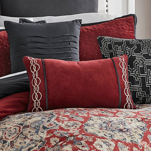 Riverbrook Home Sadler 9-Pc Burgundy & Blue Medallion Comforter Ensemble with Decorative Pillows - view 2