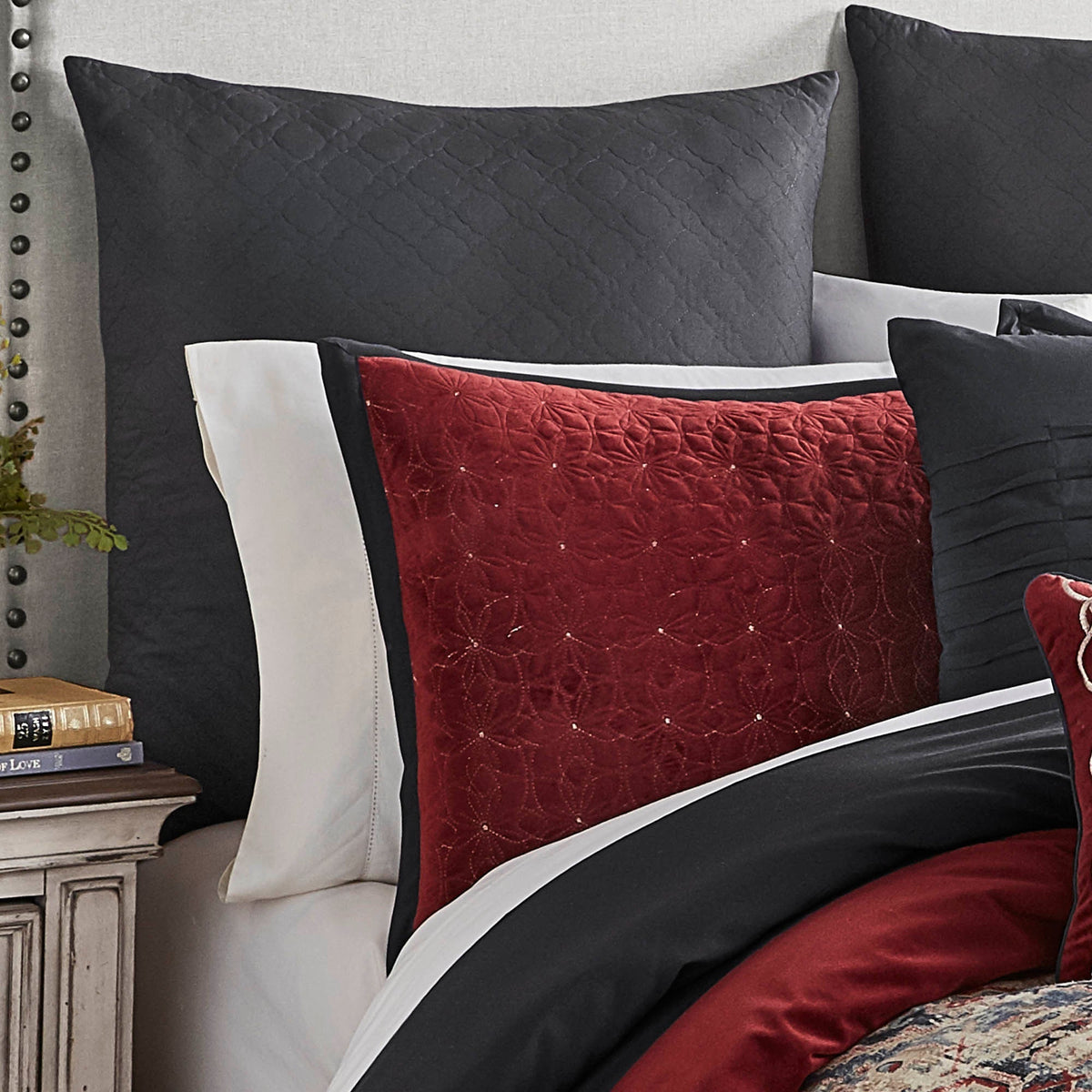 Riverbrook Home Sadler 9-Pc Burgundy & Blue Medallion Comforter Ensemble with Decorative Pillows - view 3