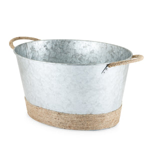 Jute Rope Wrapped Galvanized Tub Ice Bucket