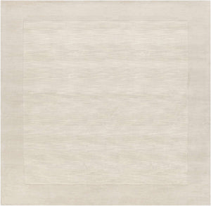 Bordered Solid Beige Cream Wool Rug