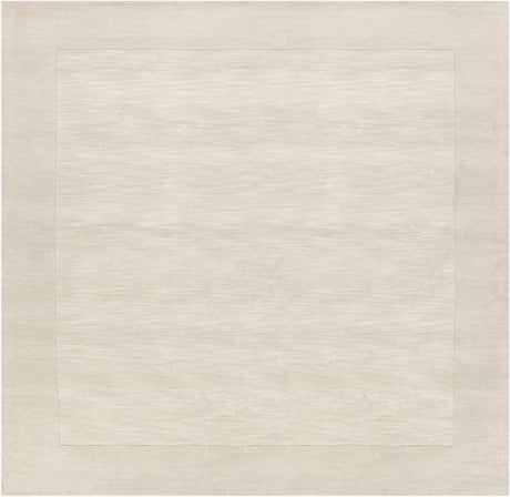 Bordered Solid Beige Cream Wool Rug