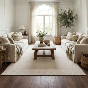 Kazuma Cream Checkered Washable Area Rug