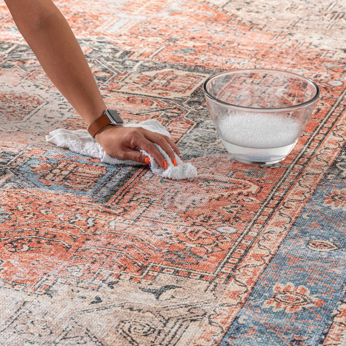 Rosman Distressed Washable Area Rug