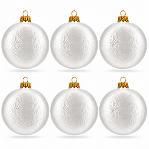 Set of 6 Silver Flat Disc Glass Christmas Ornaments 3 Inches