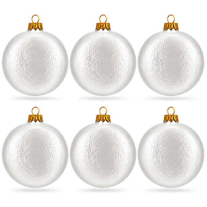 Set of 6 Silver Flat Disc Glass Christmas Ornaments 3 Inches