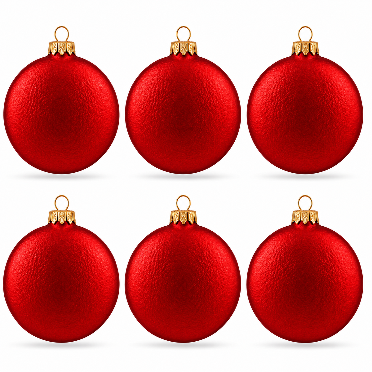 Set of 6 Matte Red Flat Disc Glass Christmas Ornaments 3 Inches