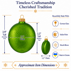 Set of 6 Matte Green Flat Disc Glass Christmas Ornaments 3 Inches