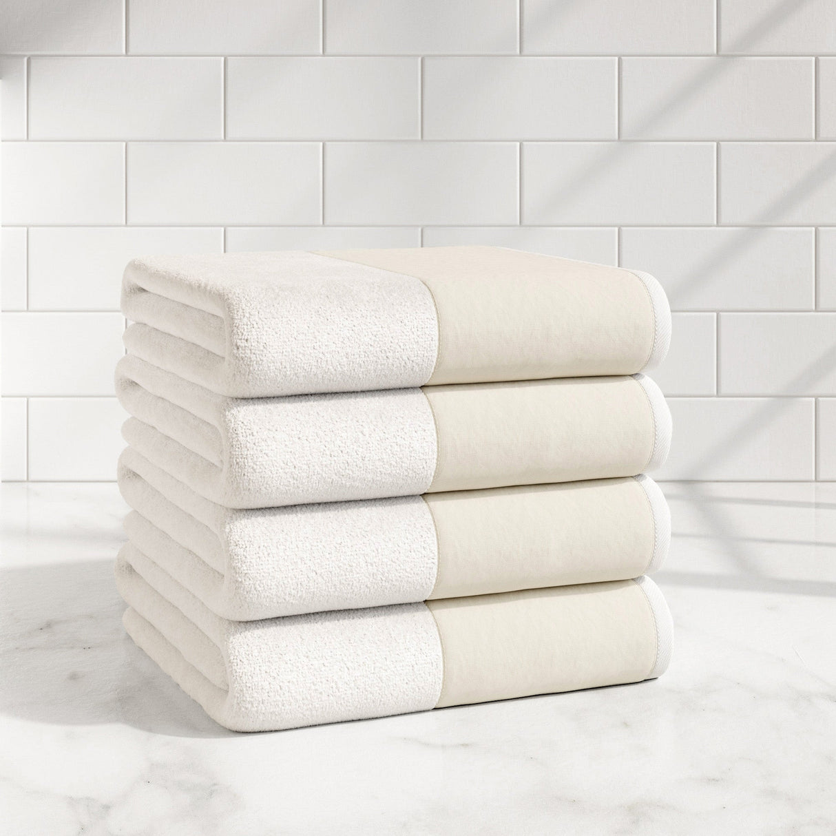 Cotton Linen-Like Border 6-Piece Towel Set - Priya Collection