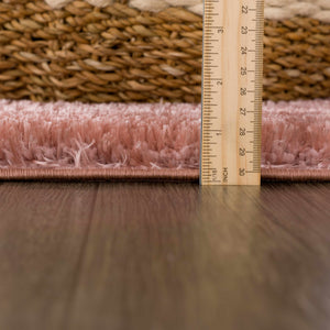 Rosava Dusty Pink Subtle Wavy Abstract Modern Minimalist Polyester Machine Woven Area Rug - Clearance