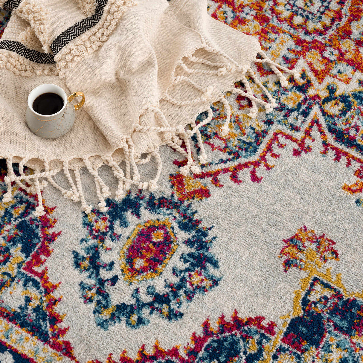 Istanbul Medallion Orange Area Rug - Clearance