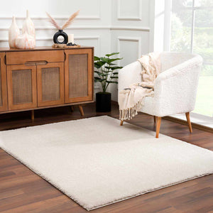 Velora Light Beige Wavy Abstract Modern Minimalist Polyester Machine Woven Area Rug