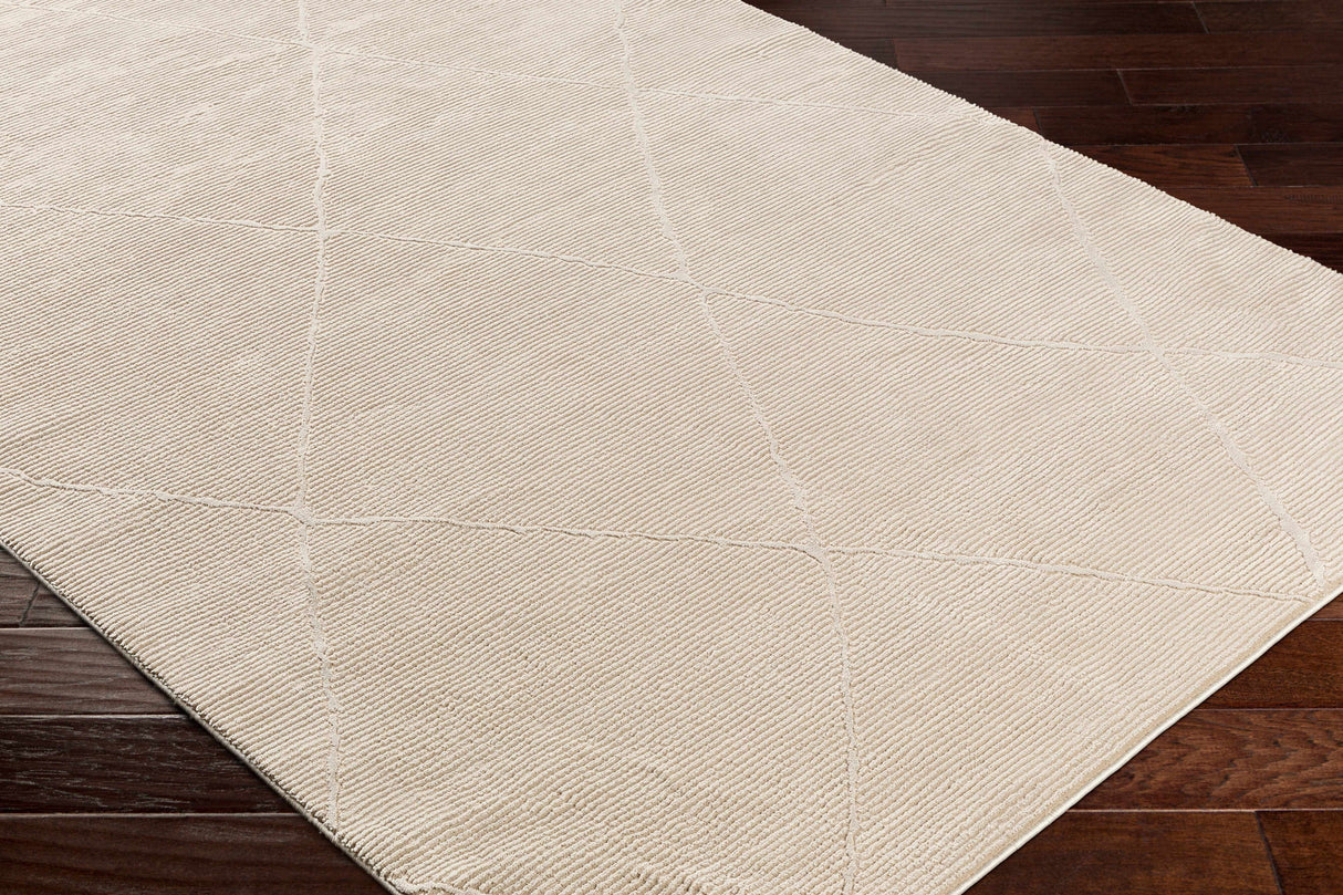 Aldis Tan Plush Textured Washable Rug  - Clearance