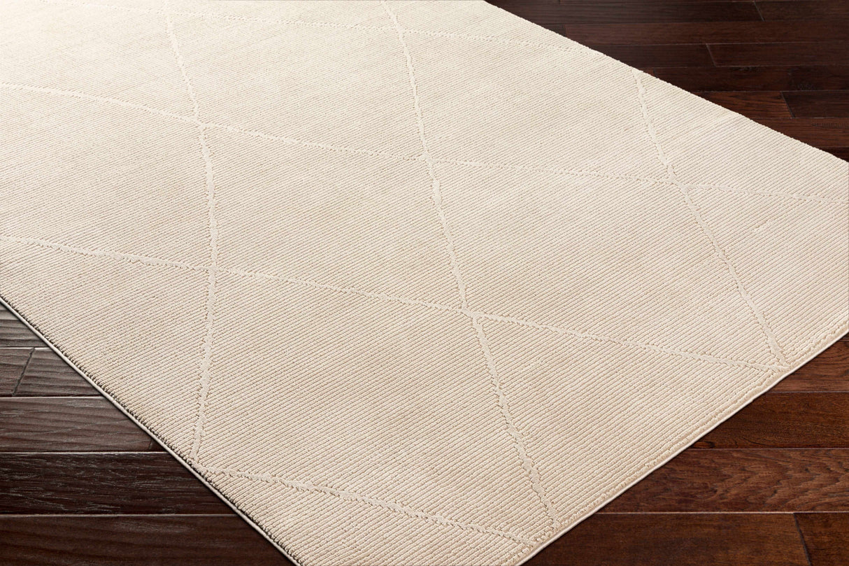 Aldis Tan Plush Textured Washable Rug  - Clearance
