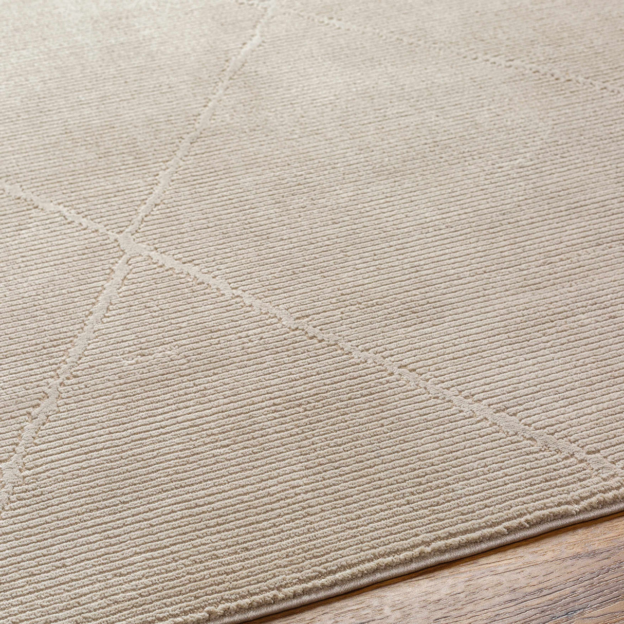 Aldis Tan Plush Textured Washable Rug  - Clearance