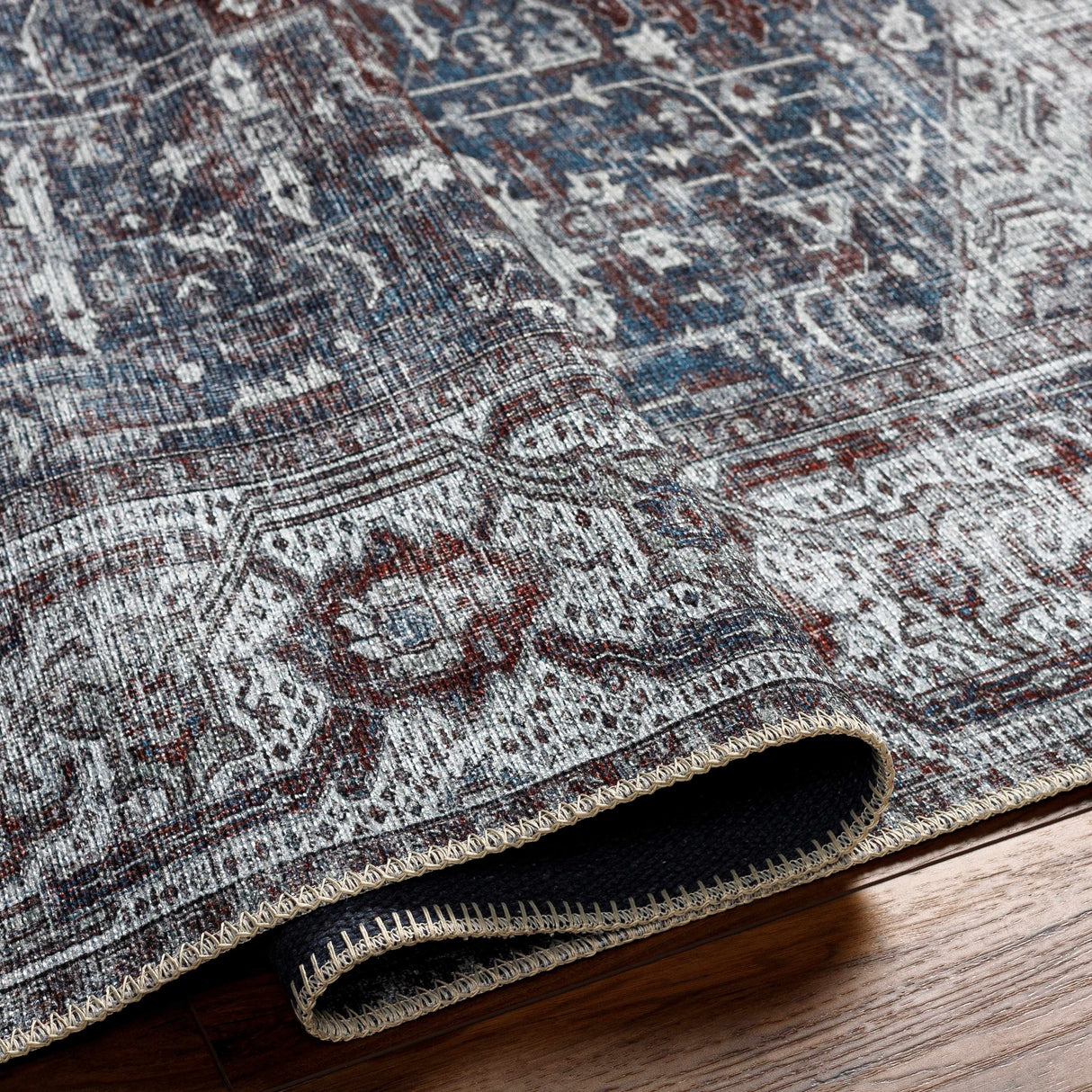 Amato Blue Washable Area Rug - Clearance
