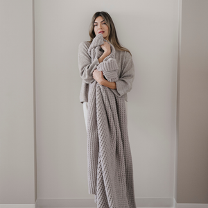 Waffle Knit XL Throw Blankets - Oatmeal | Saranoni