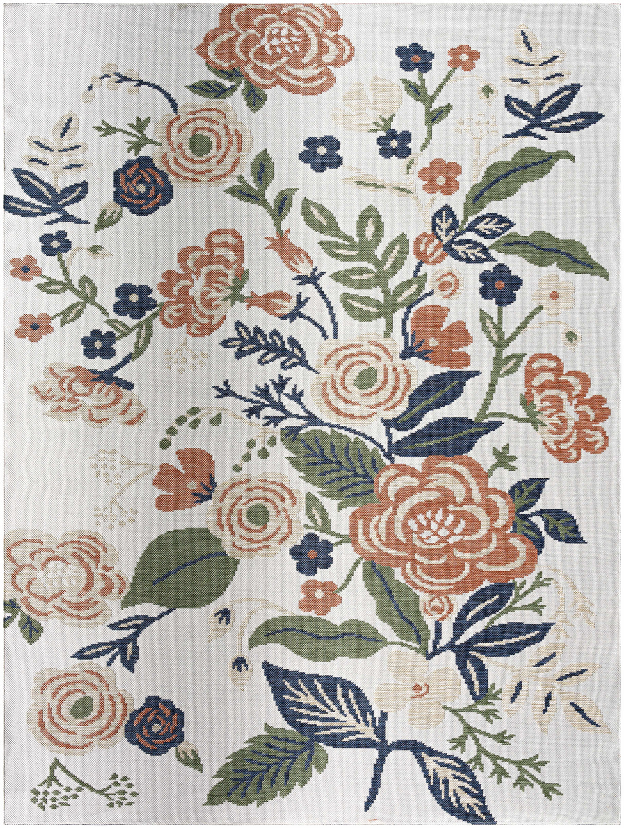 Ponto Cream & Green Floral Area Rug - Clearance