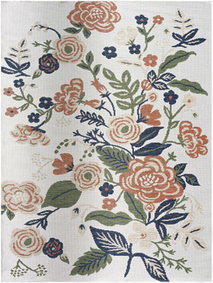 Ponto Cream & Green Floral Area Rug - Clearance