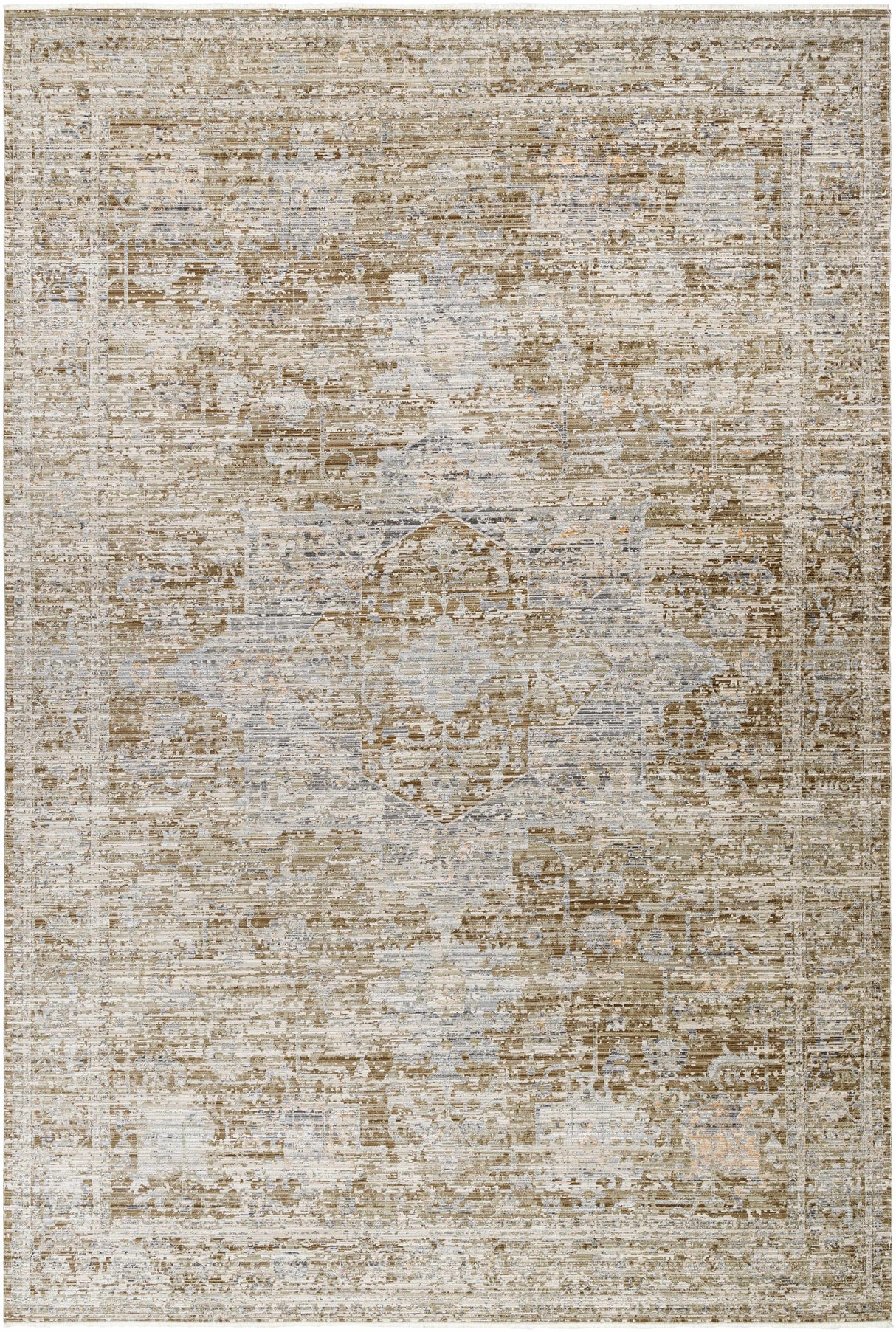 Margaret Damask Dark Sage Washable Area Rug - Becki Owens x Livabliss